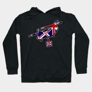 Lifting CH-47 Chinook Helicopter UK British Flag Hoodie